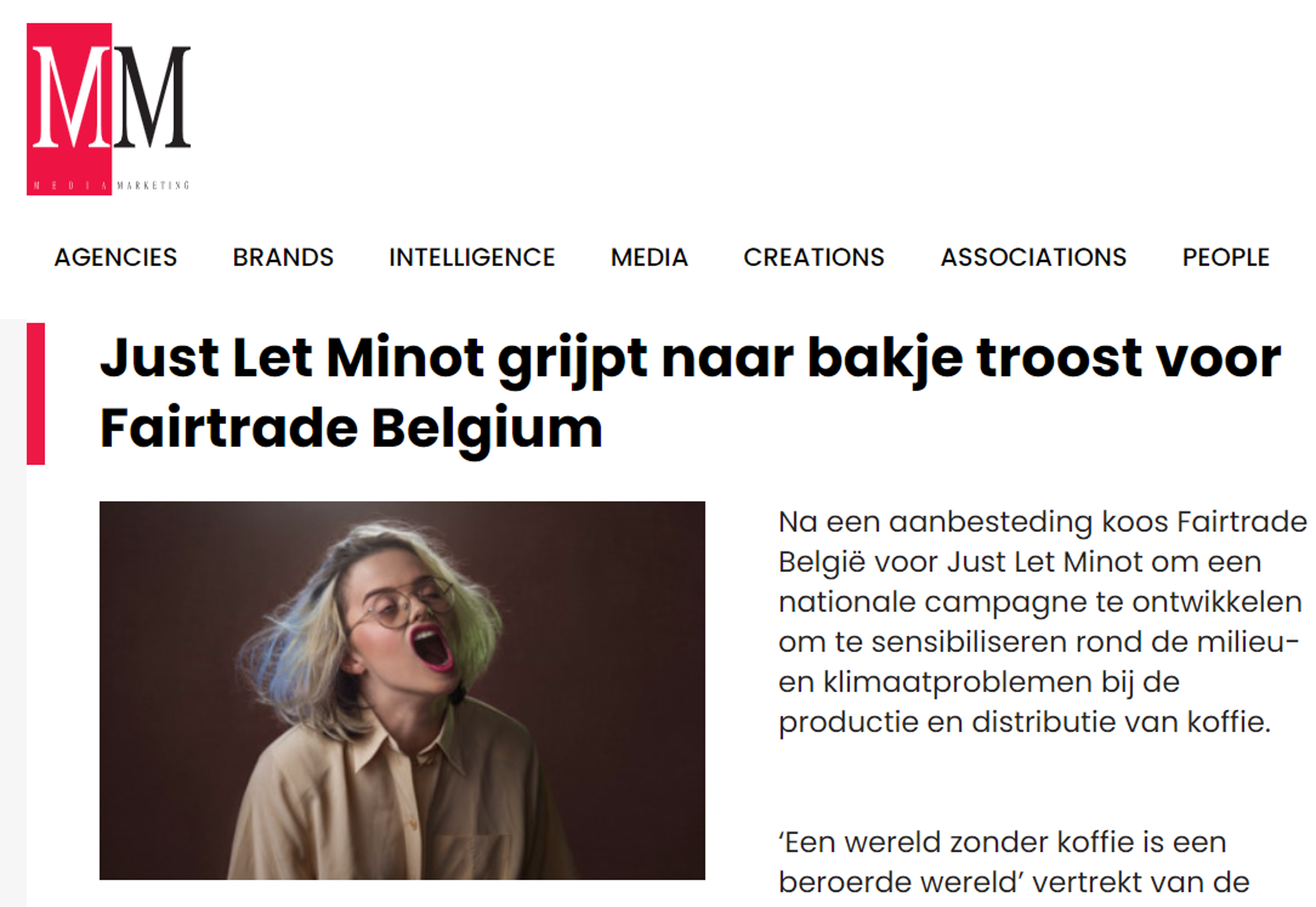 Je bekijkt nu Media Marketing – Just Let Minot grijpt naar bakje troost voor Fairtrade Belgium